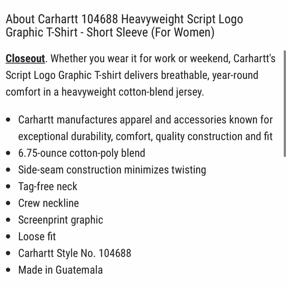 CARHARTT • NEW! Script Logo Graphic Tee T-Shirt - Cantaloupe Heather - Size S - Picture 11 of 11